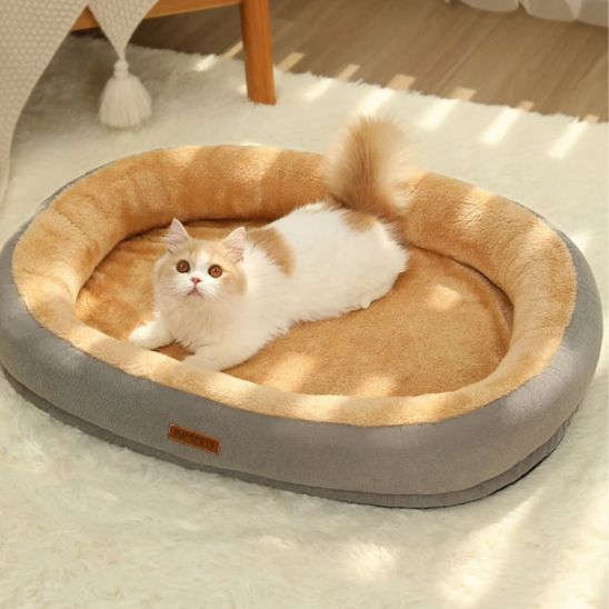 chat blanc dans panier pour chat purrcocoon gris