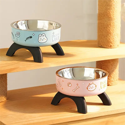 gamelle chat surelevee ergobol duo rose bleu
