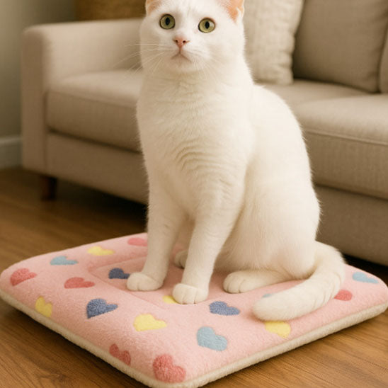 lit pour chat douxi blanc confort rose