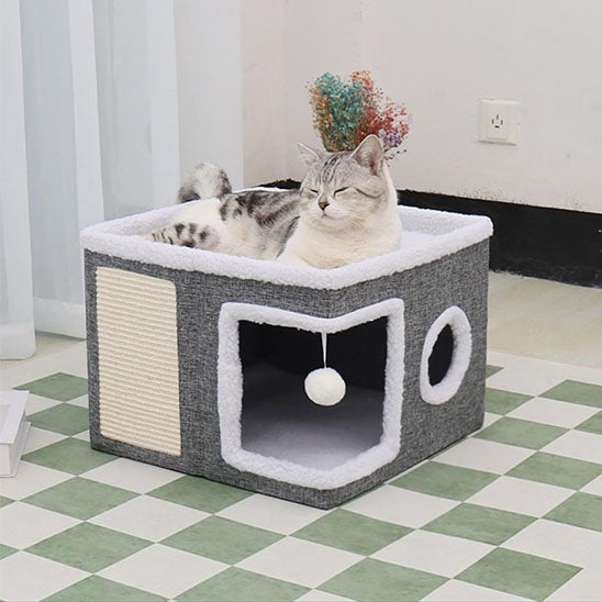 maison pour chat doudobox chat endormi confort