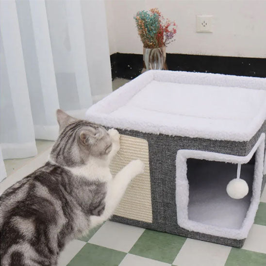 maison pour chat doudobox chat griffoir lateral