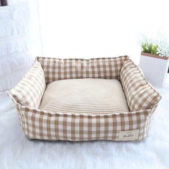 panier pour chat grisou kaki vichy