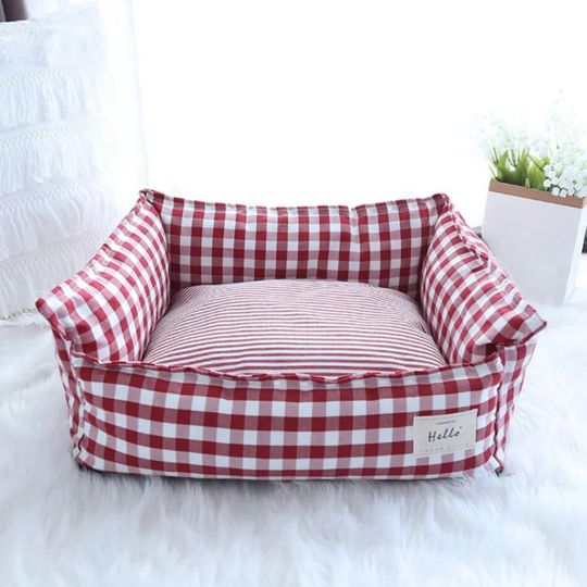 panier pour chat grisou rouge vichy
