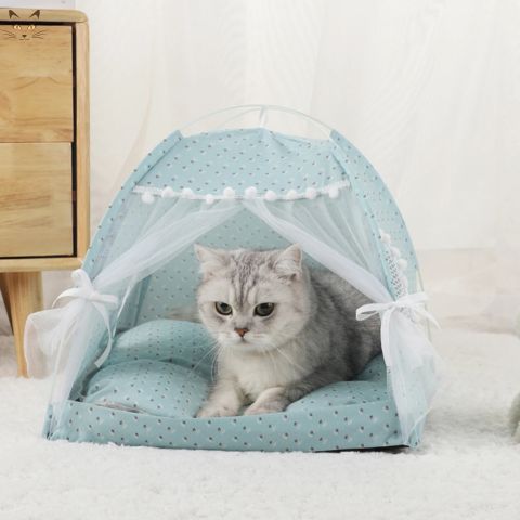 cabane-pour-chat-snuggy-fleuri-bleu