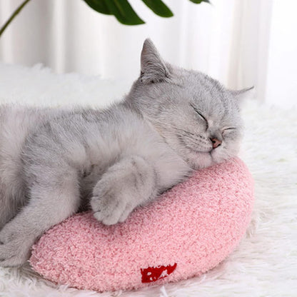 chat blanc sur coussin pour chat coussinou rose