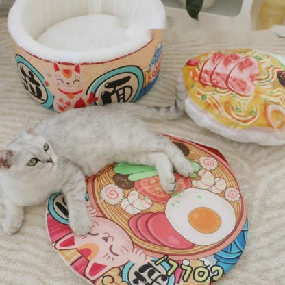chat blanc sur tapis du panier pour chat minouki