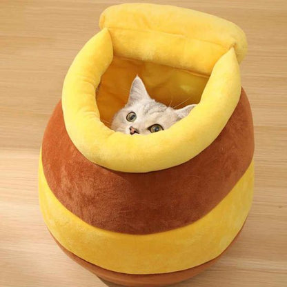 chat chache dans panier pour chat honeypuff