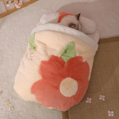 chat emitouffle coussin pour chat nekoon hiver rose