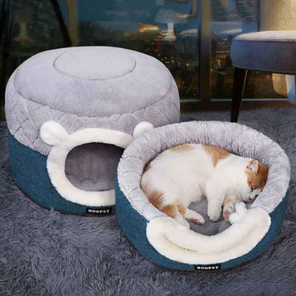 chat endormi dans panier chat calinor version panier et version niche