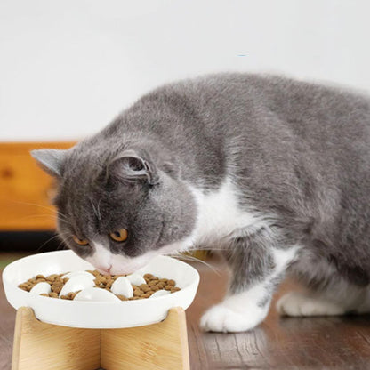 chat gris qui mange dans gamelle anti glouton chat gluppy