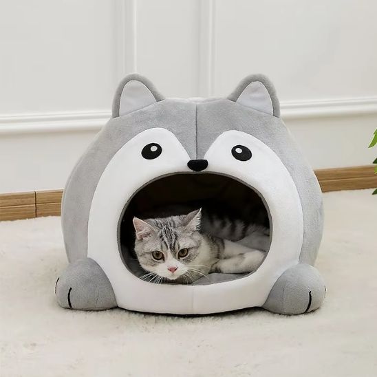 chat raye dans niche pour chat lupichat