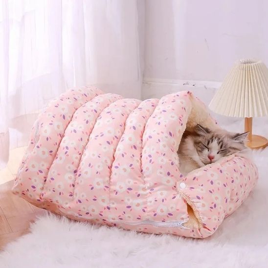 coussin chat toudoux chat cocon rose