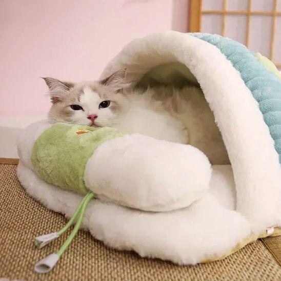 coussin pour chat nekoon nid moelleux hiver bleu