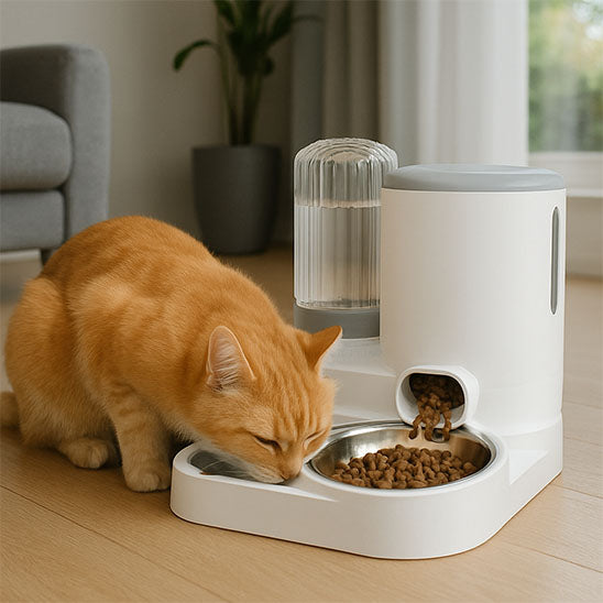 distributeur de croquettes pour chat gourmicat avec eau