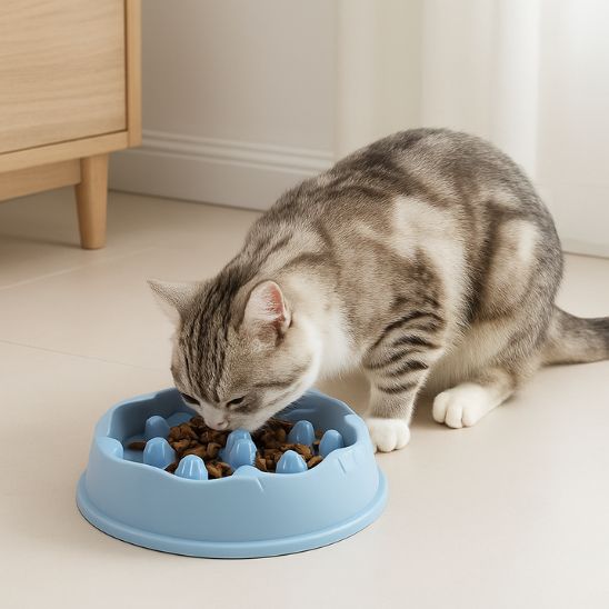 gamelle anti glouton chat raminou bleue