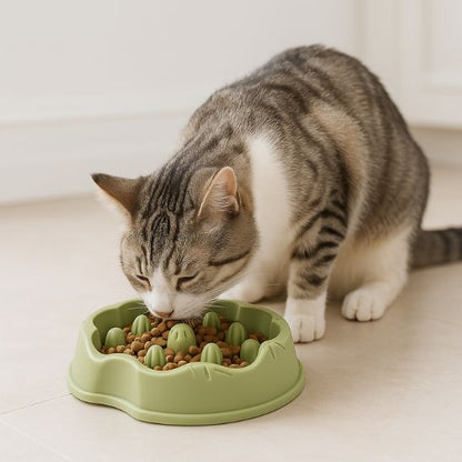 gamelle anti glouton chat raminou design verte