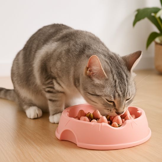 gamelle anti glouton chat raminou rose utilisation chat