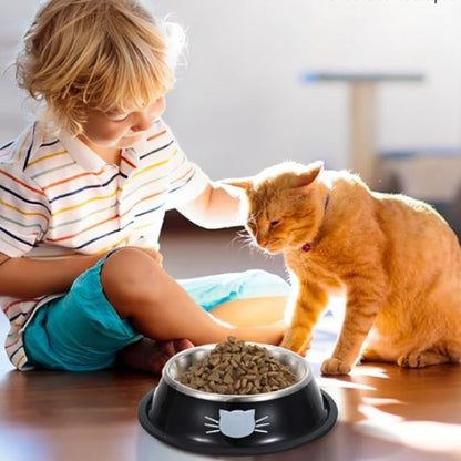 gamelle chat minibol acier noir croquettes