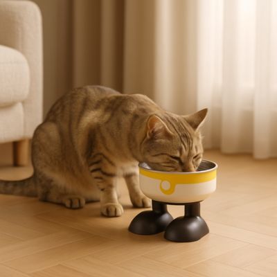 gamelle chat surelevee patibol jaune chat