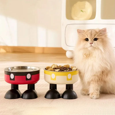 gamelle chat surelevee patibol rouge jaune