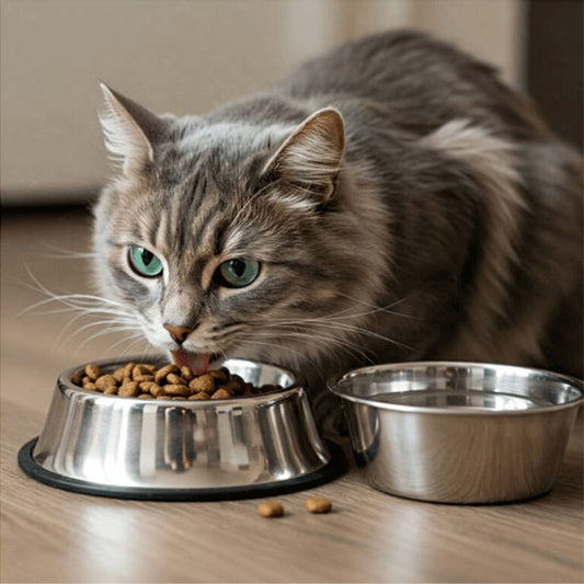 gamelle pour chat chat gris inox croquettes