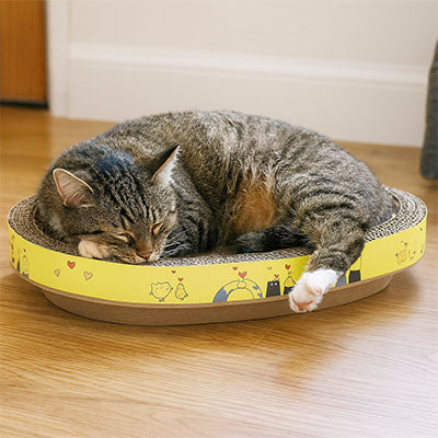griffoir pour chat griflou oval jaune