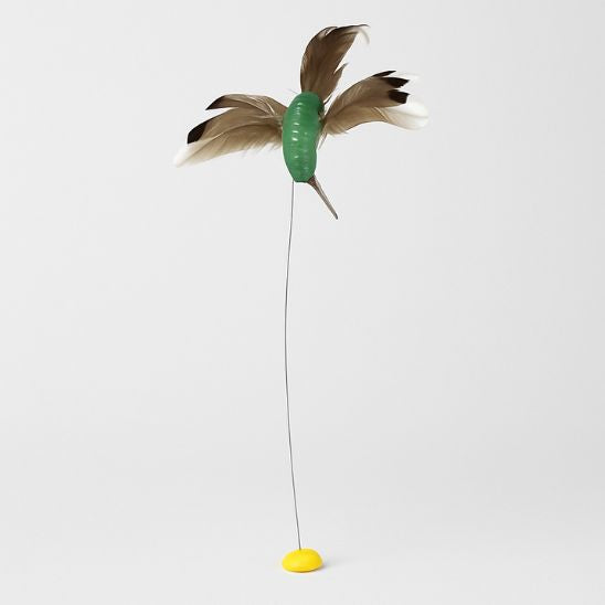 jouet pour chat fleuriseau oiseau plumes vertes