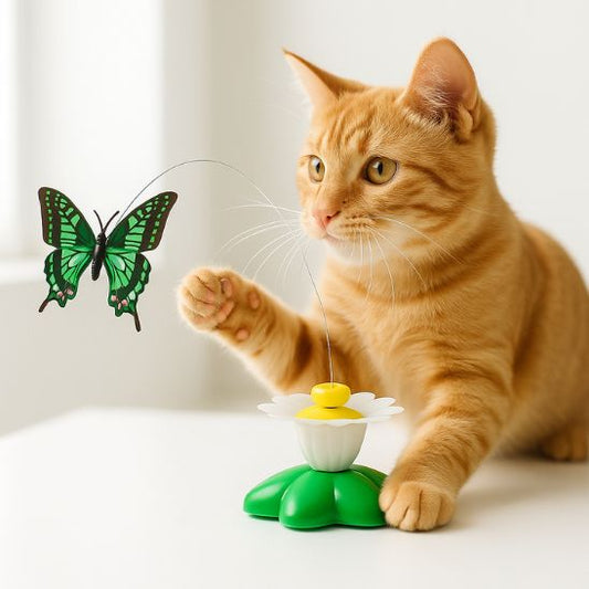 jouet pour chat fleuriseau papillon vert