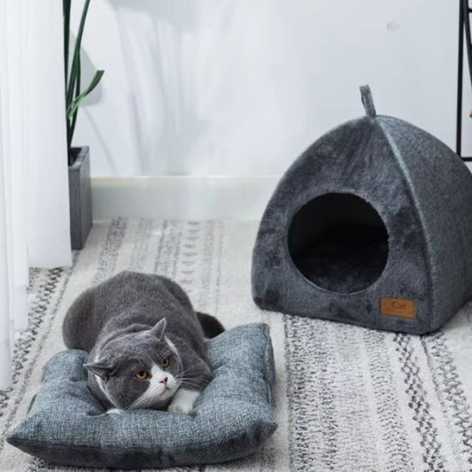 niche a chat toupeti coussin exterieur chat gris