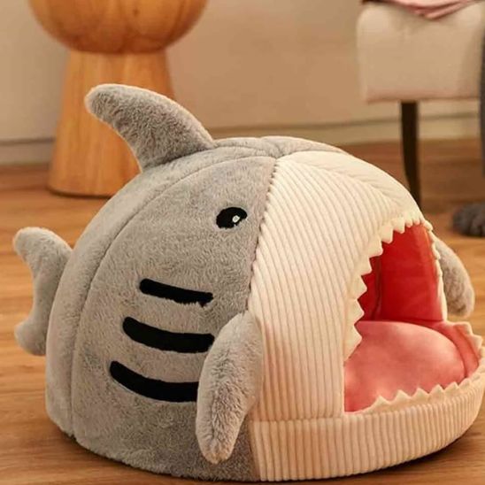 niche pour chat peluchon grise