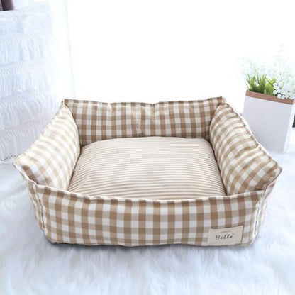 panier pour chat grisou kaki vichy